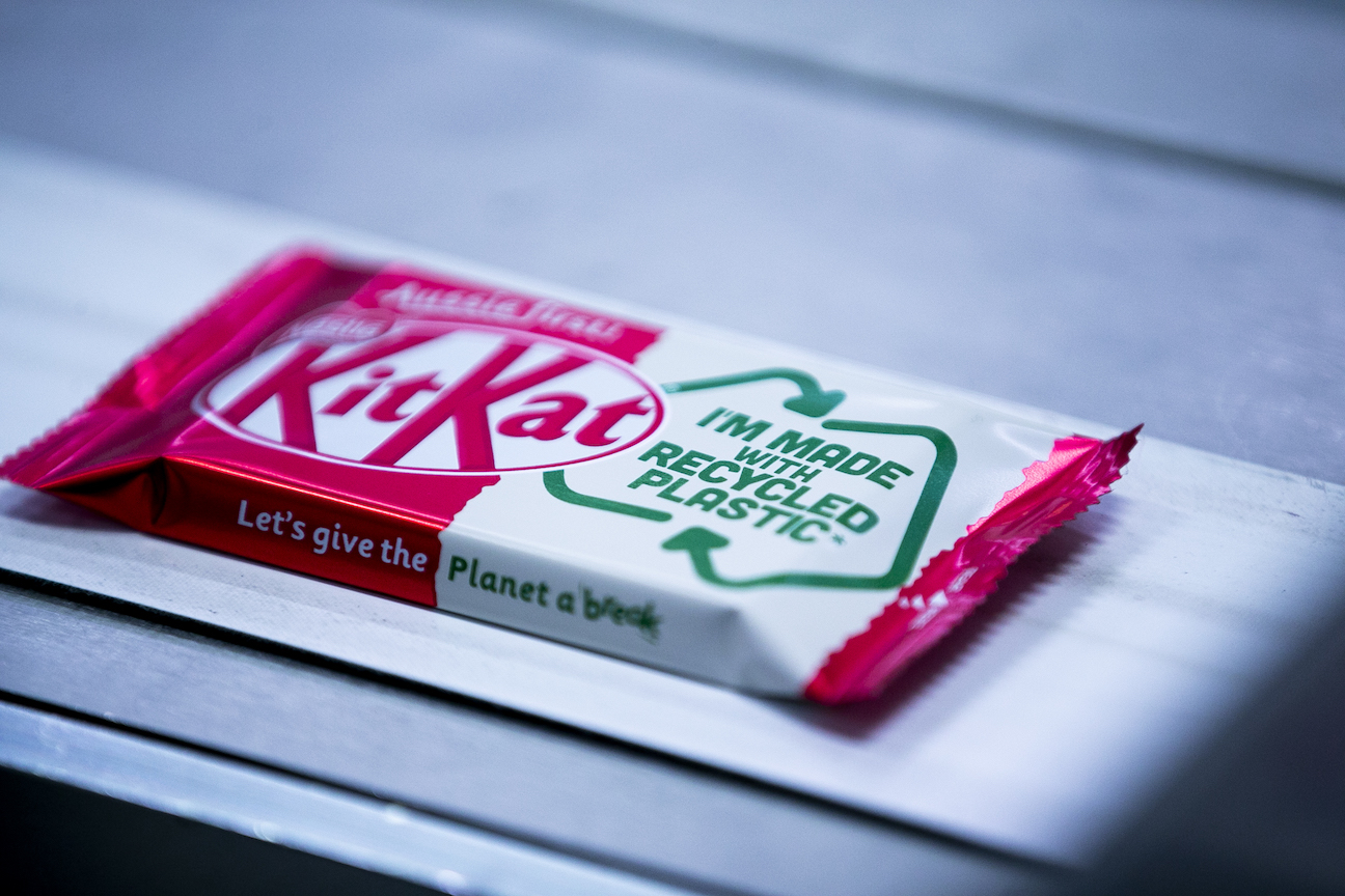 KitKat packaging prototyped from recycled soft plastics ProPack